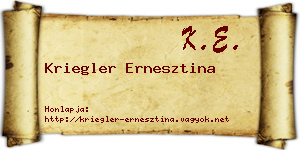 Kriegler Ernesztina névjegykártya